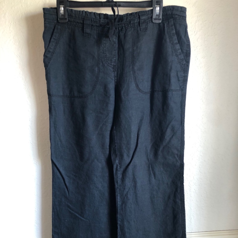 Motherhood-Black linen drawstring pants